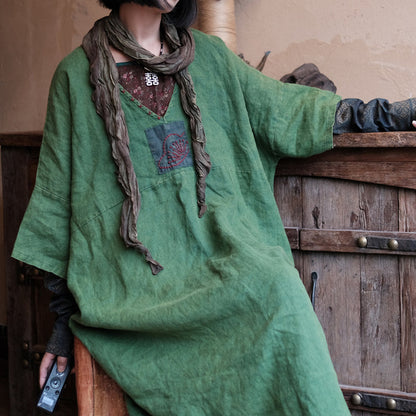 Vintage Aura Linen Tunic Dress