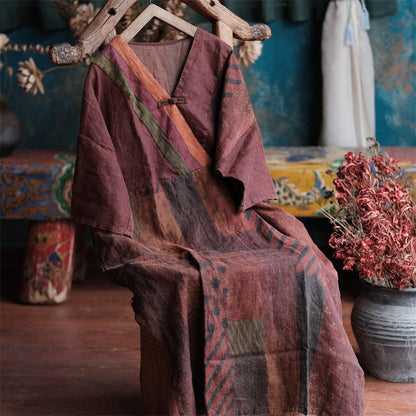 Vintage Harmony Ramie Linen Tunic Dress