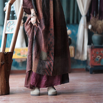 Vintage Harmony Ramie Linen Tunic Dress