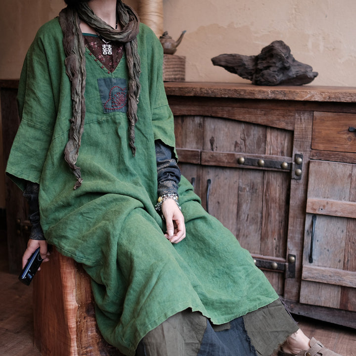 Vintage Aura Linen Tunic Dress