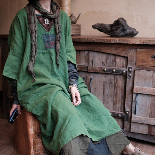 Vintage Aura Linen Tunic Dress