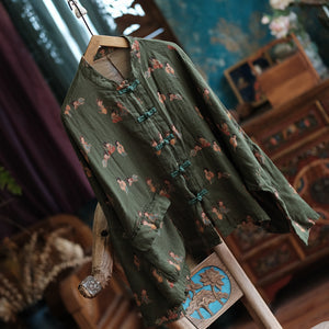 Vintage Tiny Figures Linen Jacket