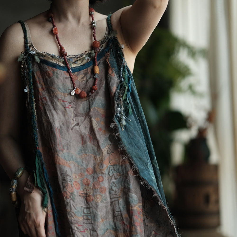 Boho Patchwork Ramie Dress