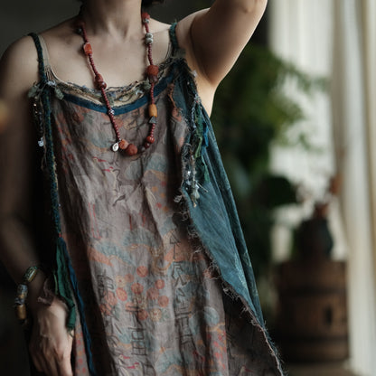 Boho Patchwork Ramie Dress