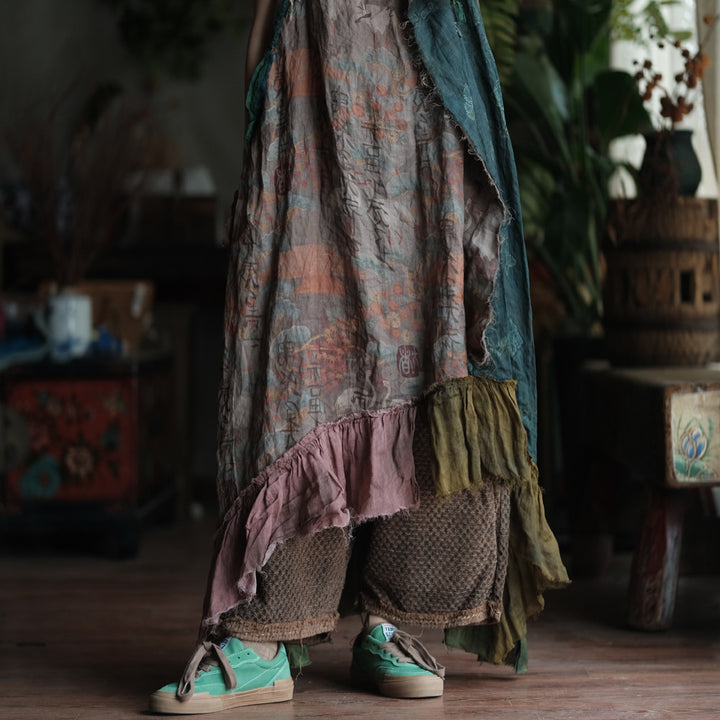 Boho Patchwork Ramie Dress