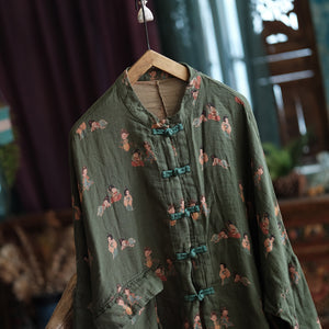 Vintage Tiny Figures Linen Jacket