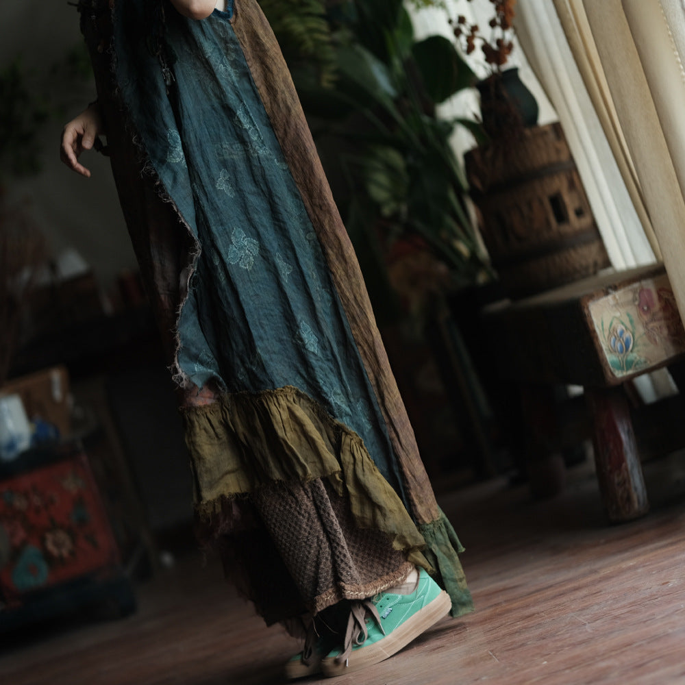 Boho Patchwork Ramie Dress