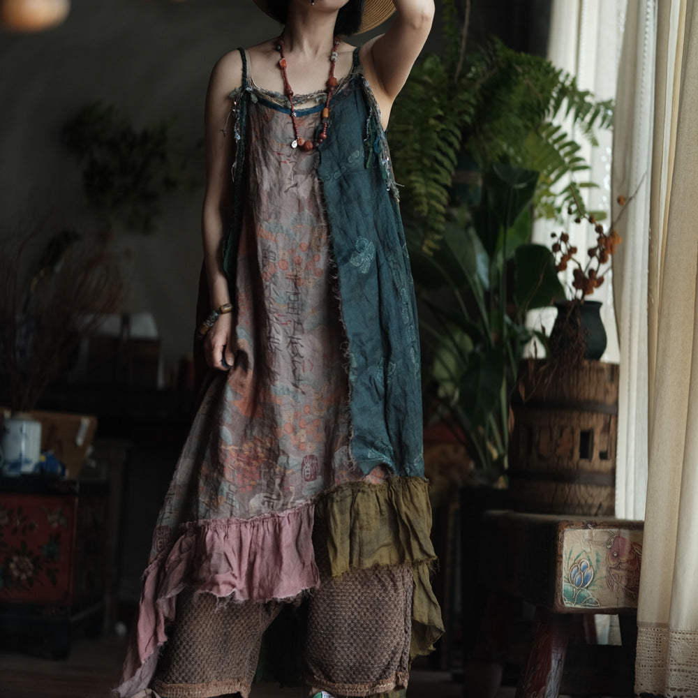 Boho Patchwork Ramie Dress
