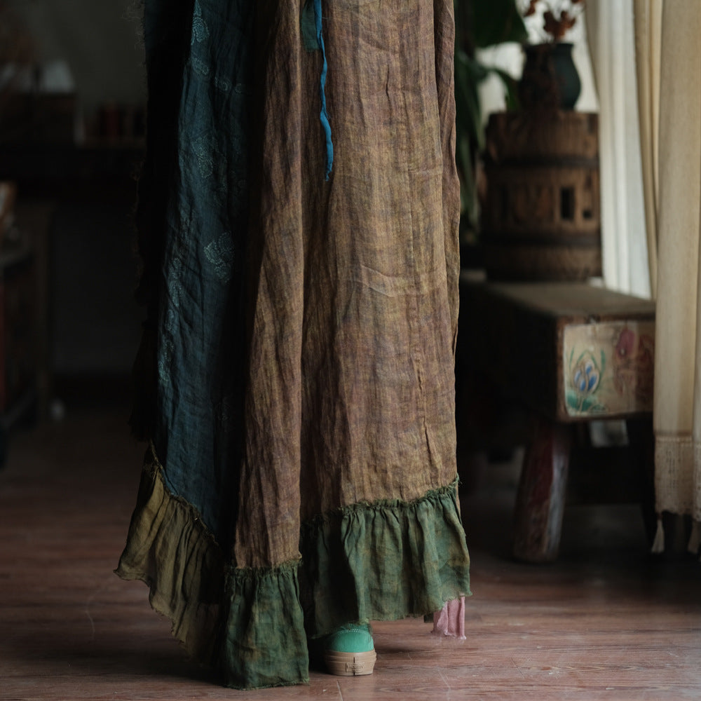 Boho Patchwork Ramie Dress