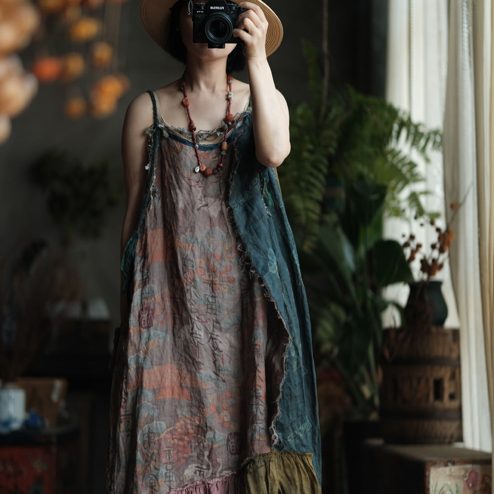 Boho Patchwork Ramie Dress