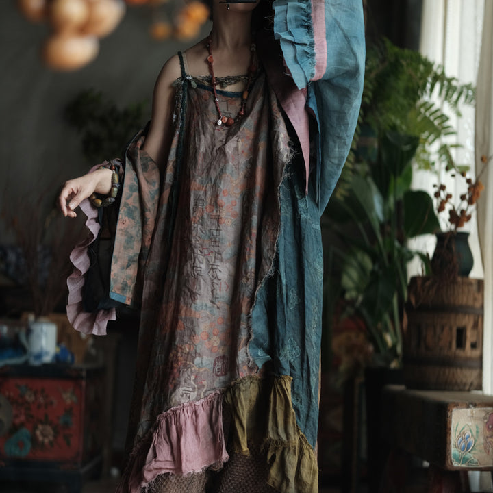 Boho Patchwork Ramie Dress