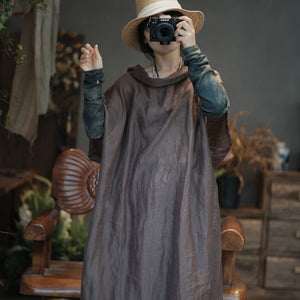 Oversized Off-Shoulder Linen Dress - Natural Boho Style