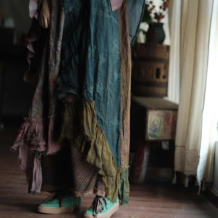 Boho Patchwork Ramie Dress