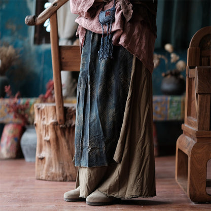 Vintage Bloom Asymmetric Cotton Maxi Skirt