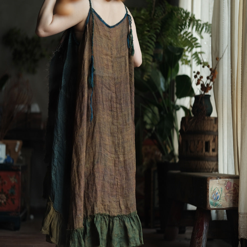 Boho Patchwork Ramie Dress