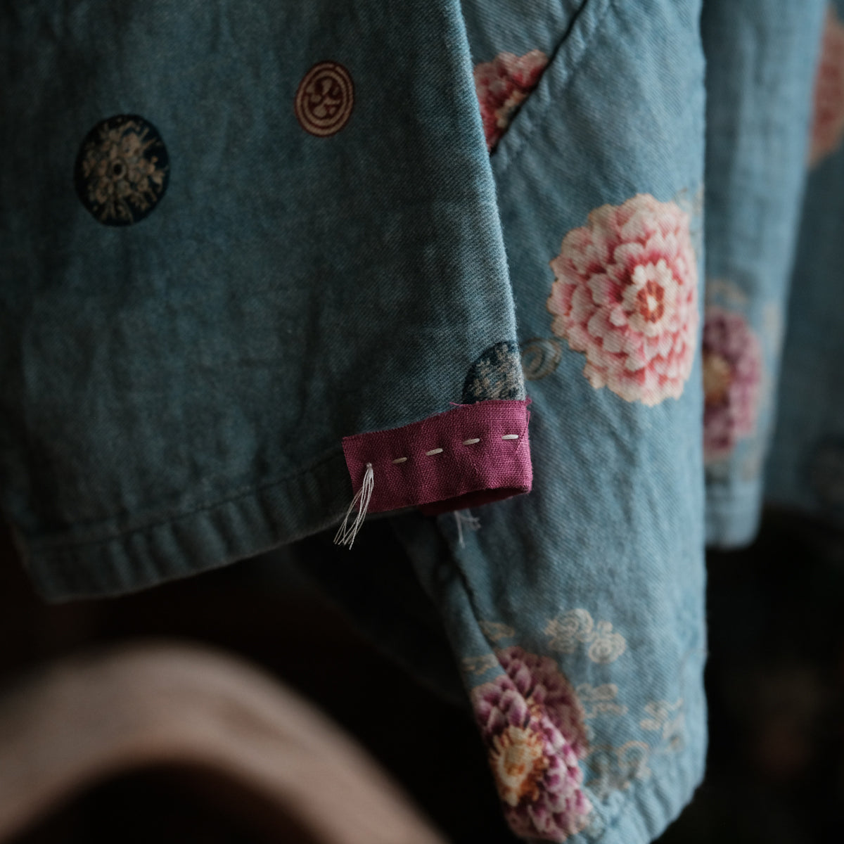 Blue Peony Cotton Blouse