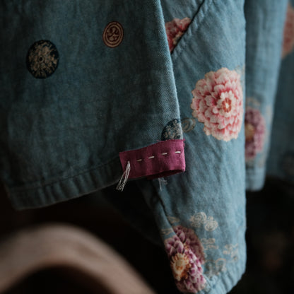 Blue Peony Cotton Blouse