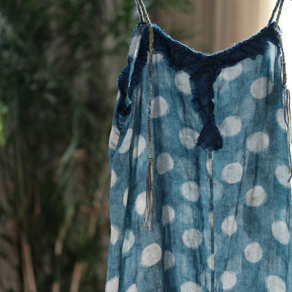 Azure Polka Linen Summer Dress