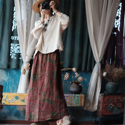 Vintage Breeze Linen Skirt