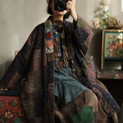 Meadow Patchwork Linen Long Coat