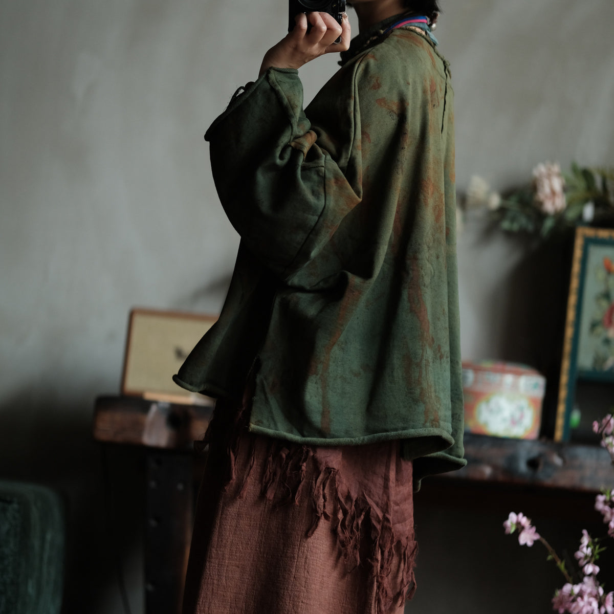 Moss Ember Oversized Cotton Top