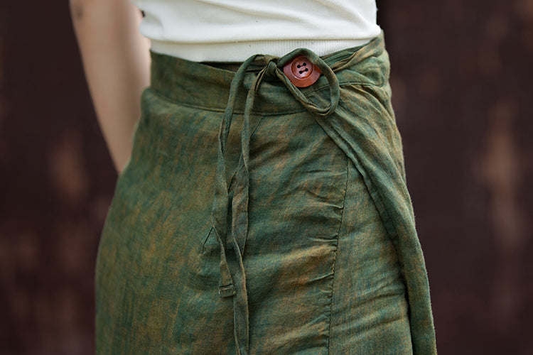 Vintage Wrap Linen Skirt