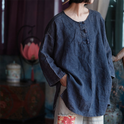 Oversized Linen Vintage Breeze Shirt - Lightweight Women's Top