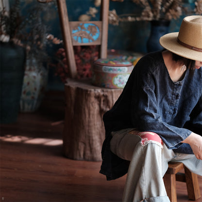 Oversized Linen Vintage Breeze Shirt - Lightweight Women's Top