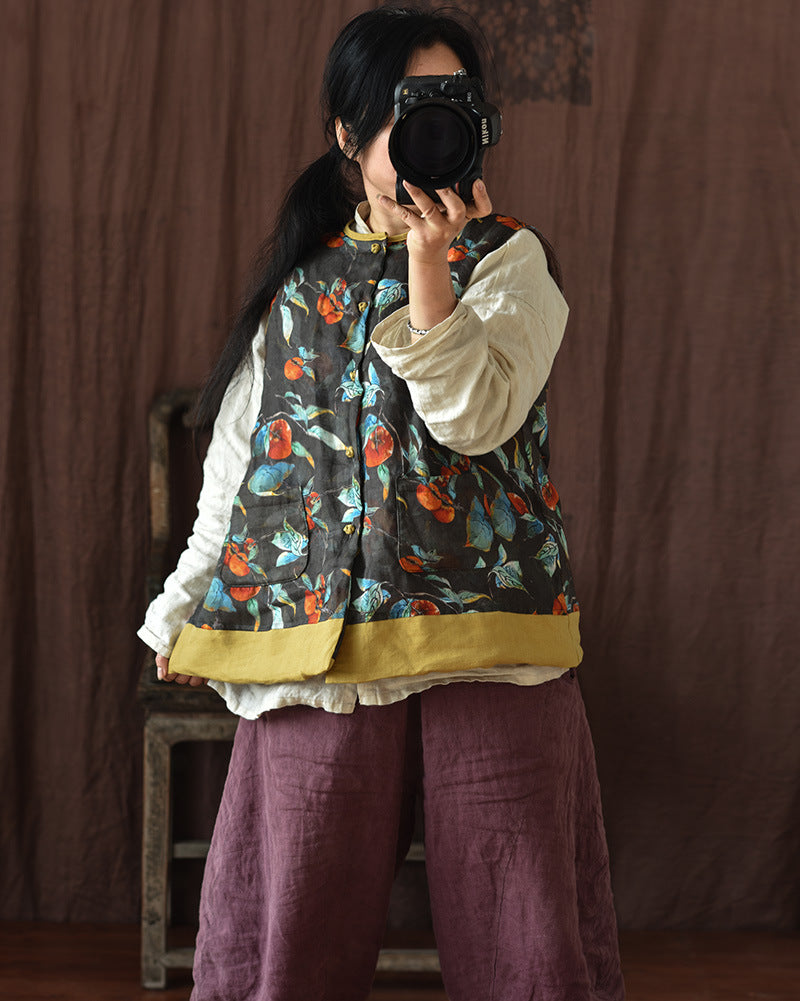 Vintage Blossom Patchwork Linen Vest