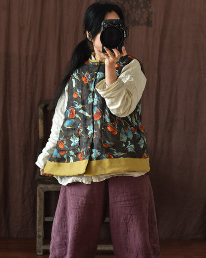 Vintage Blossom Patchwork Linen Vest