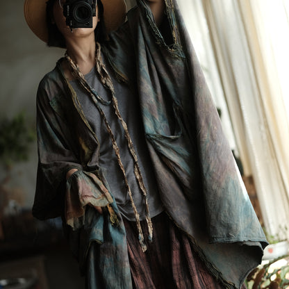 Faded Meadow Linen-Cotton Kimono Coat