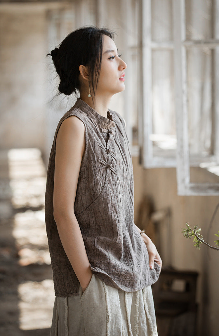 Vintage Cross Linen Blouse