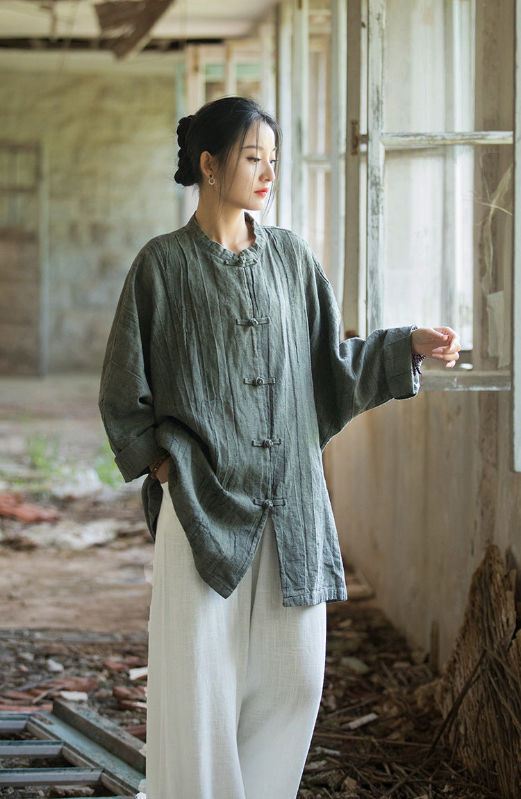 Vintage Harmony Linen Long Shirt
