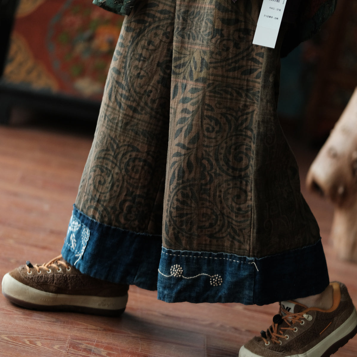 Botanical Archive Cropped Wide-Leg Cotton Pants