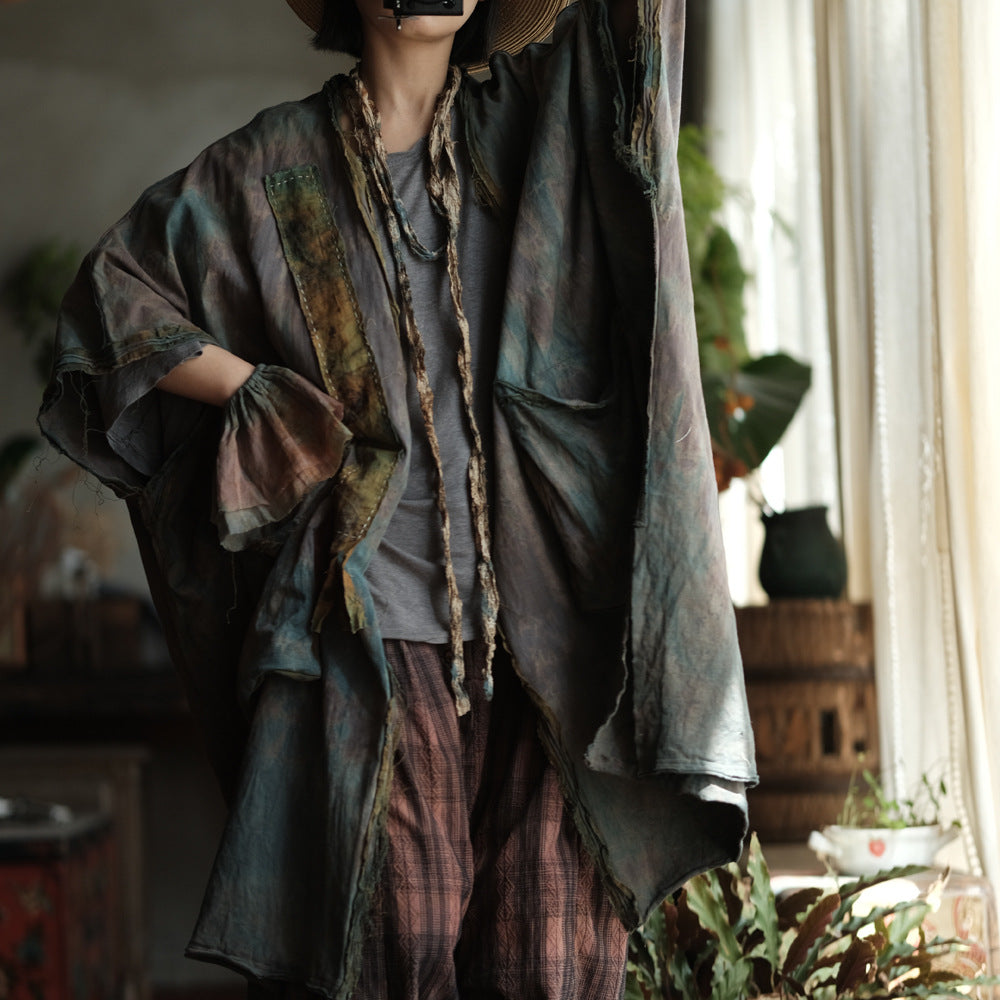 Faded Meadow Linen-Cotton Kimono Coat