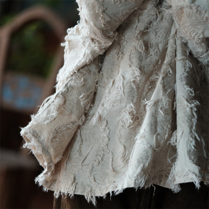 Ecru Patchwork Linen Blouse