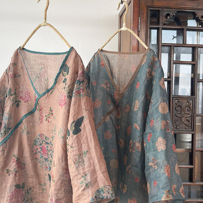 Vintage Floral Wrap Blouse