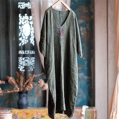 Vintage Aura Linen Tunic Dress