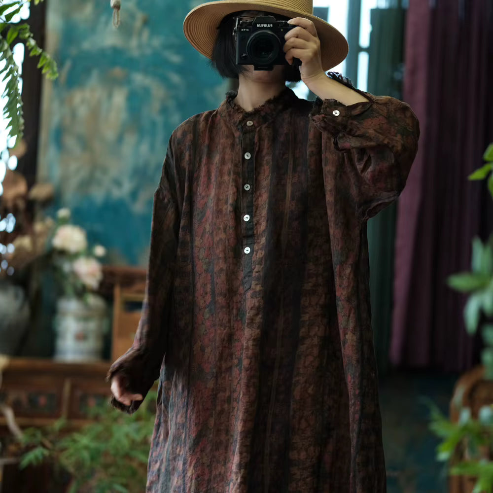Ember Vintage Floral Linen Dress