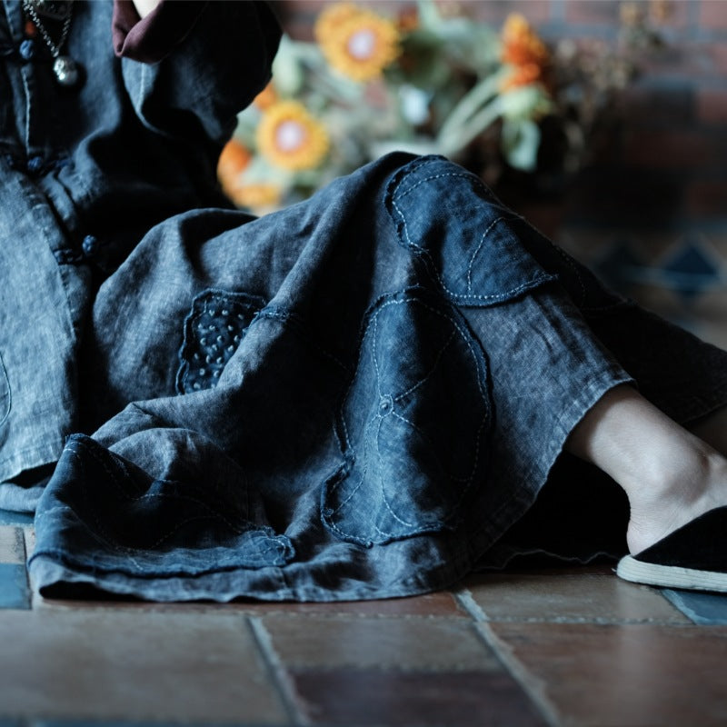 Vintage Lotus Patchwork Skirt