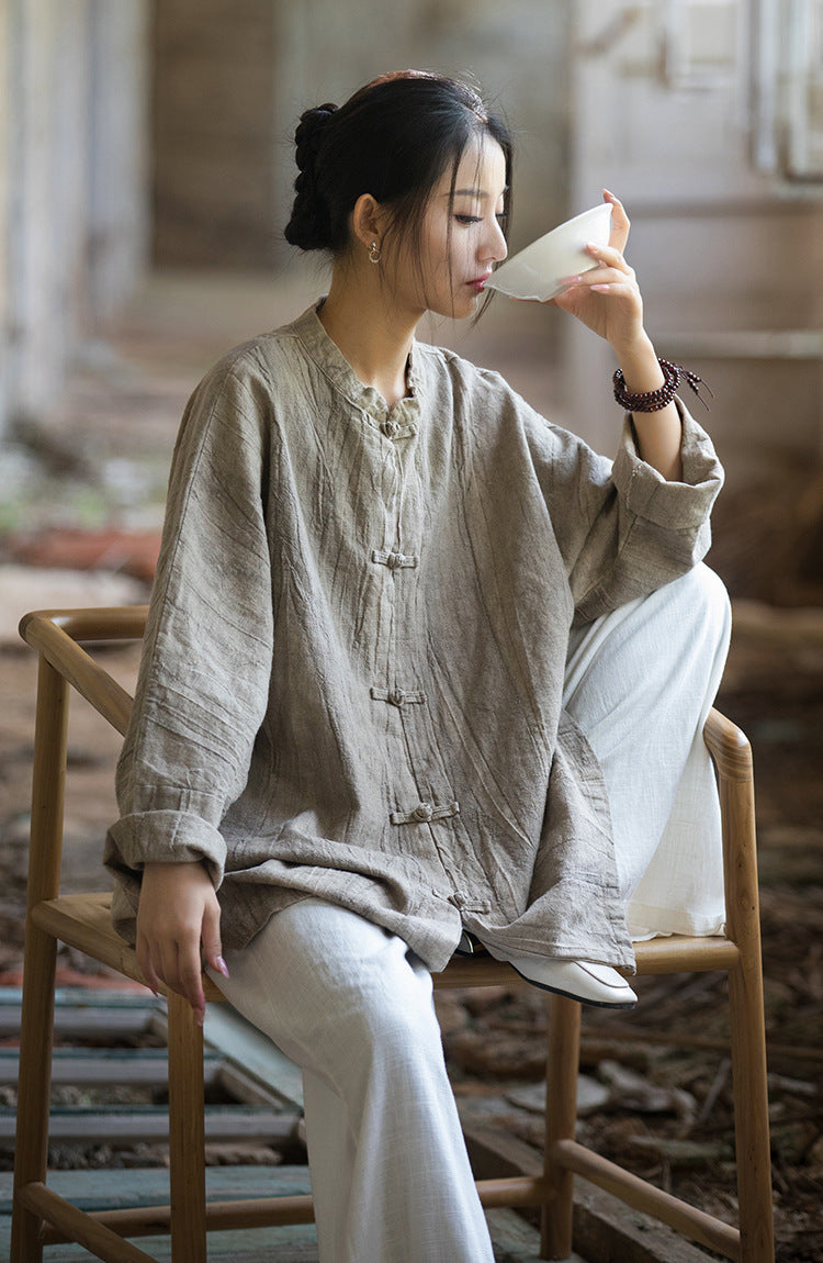 Vintage Harmony Linen Long Shirt