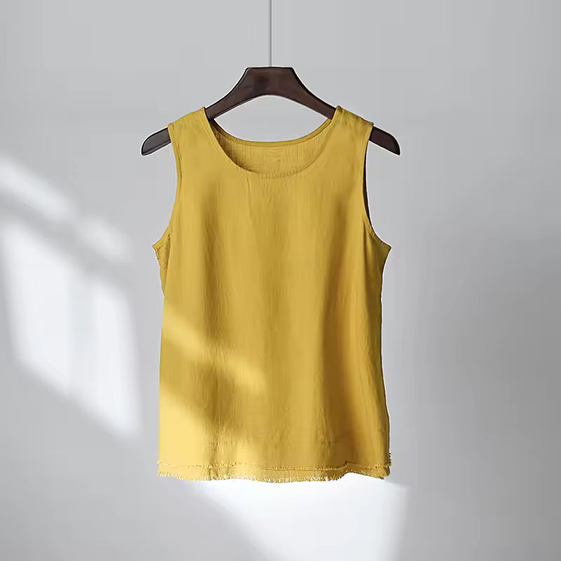 Blusa de lino sin mangas Vintage Breeze