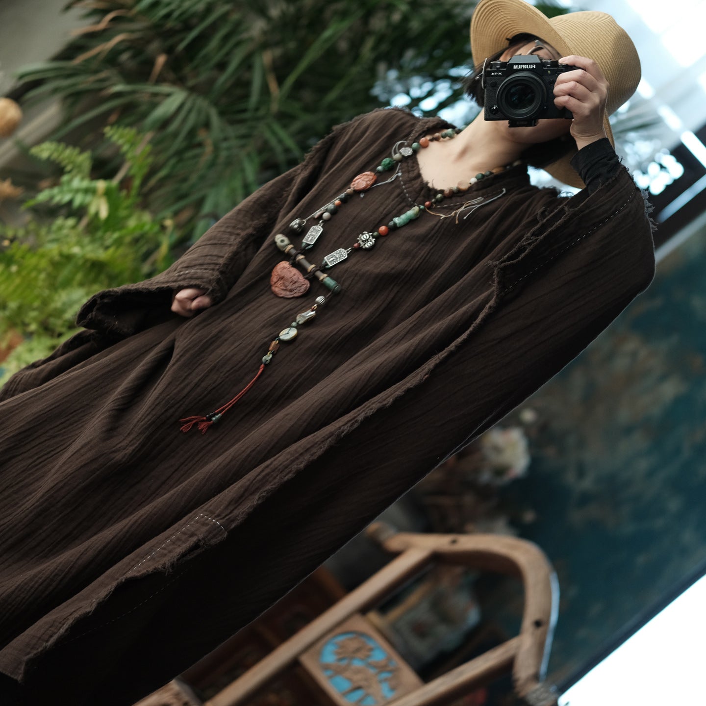 Bohemian Aura Long Cotton Linen Dress / Oversized Tunic