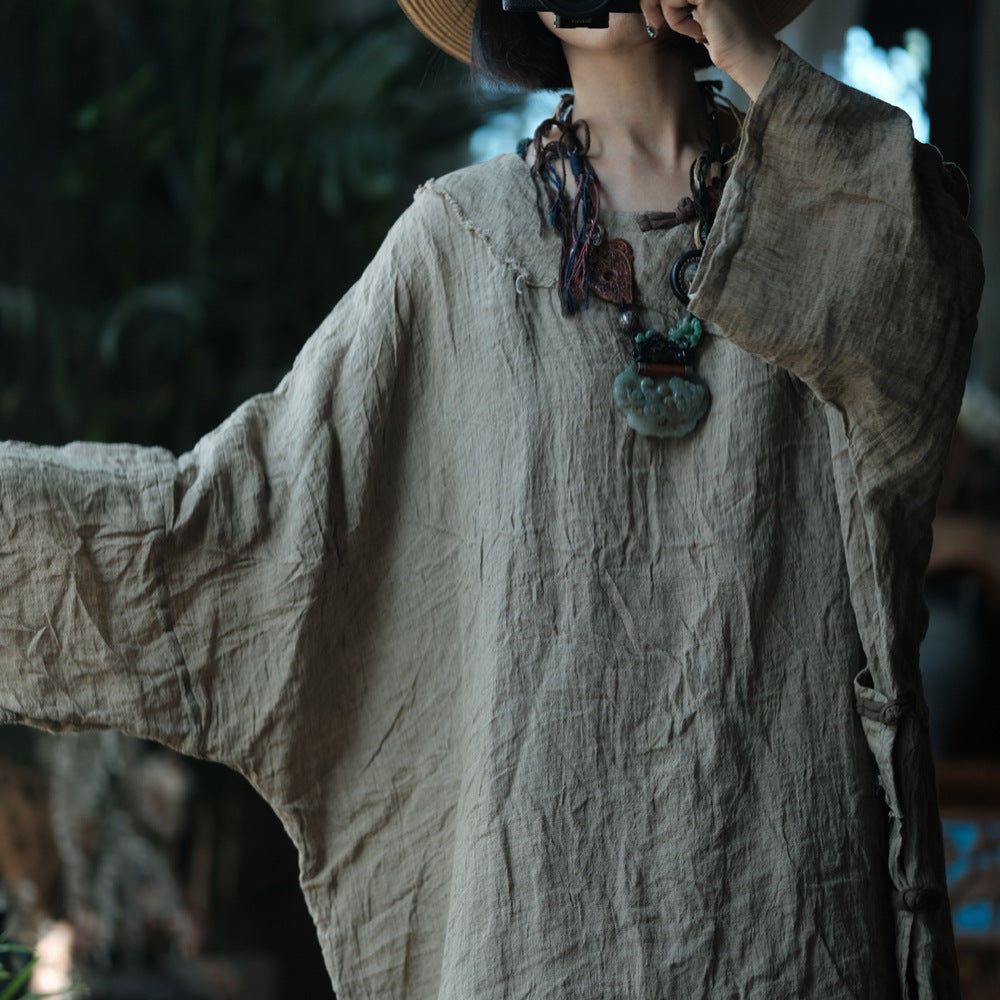 Earthfall Patchwork Linen Dress