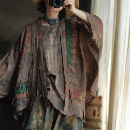Vintage Bloom Linen Floral Kimono