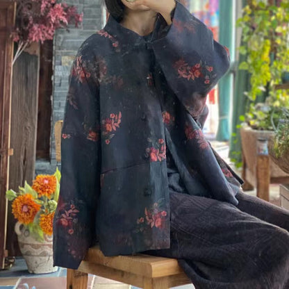 Vintage Bloom Linen Jacket