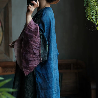 Indigo Garden Patchwork Ramie Dress