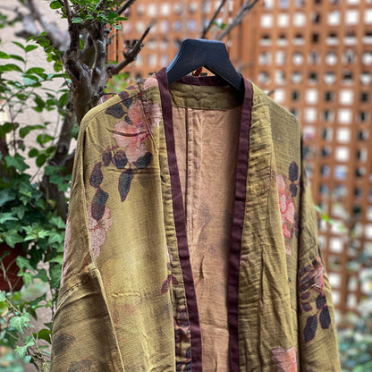Vintage Floral Linen Midi Jacket