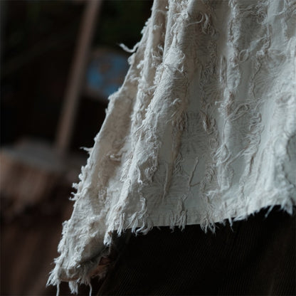 Ecru Patchwork Linen Blouse