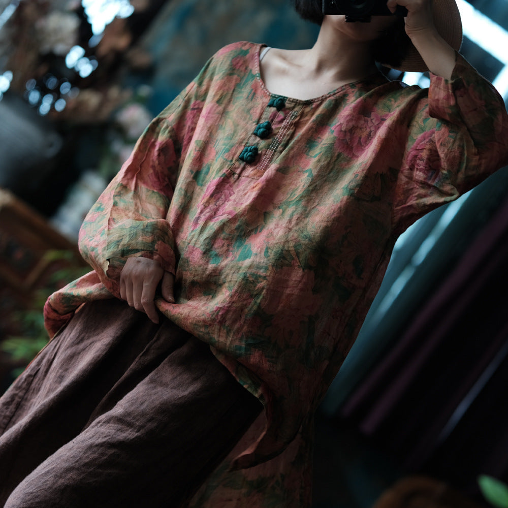 Women's Vintage Ramie Blouse | Oversized Lightweight Natural Shirt